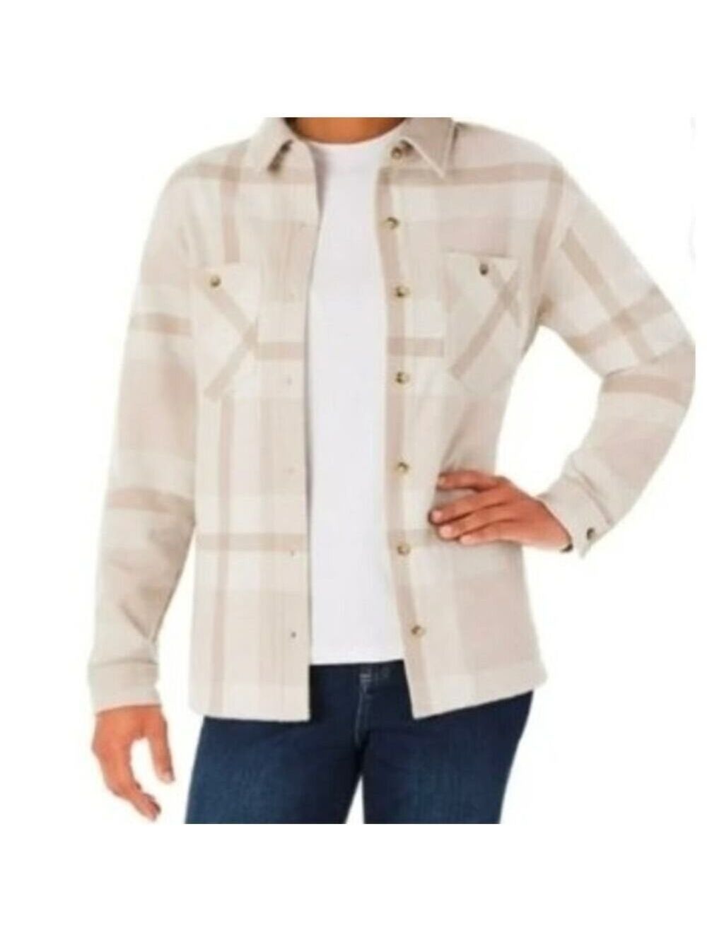 Women's Relaxed Fit Warm Long Sleeve Cozy Button Down Size M